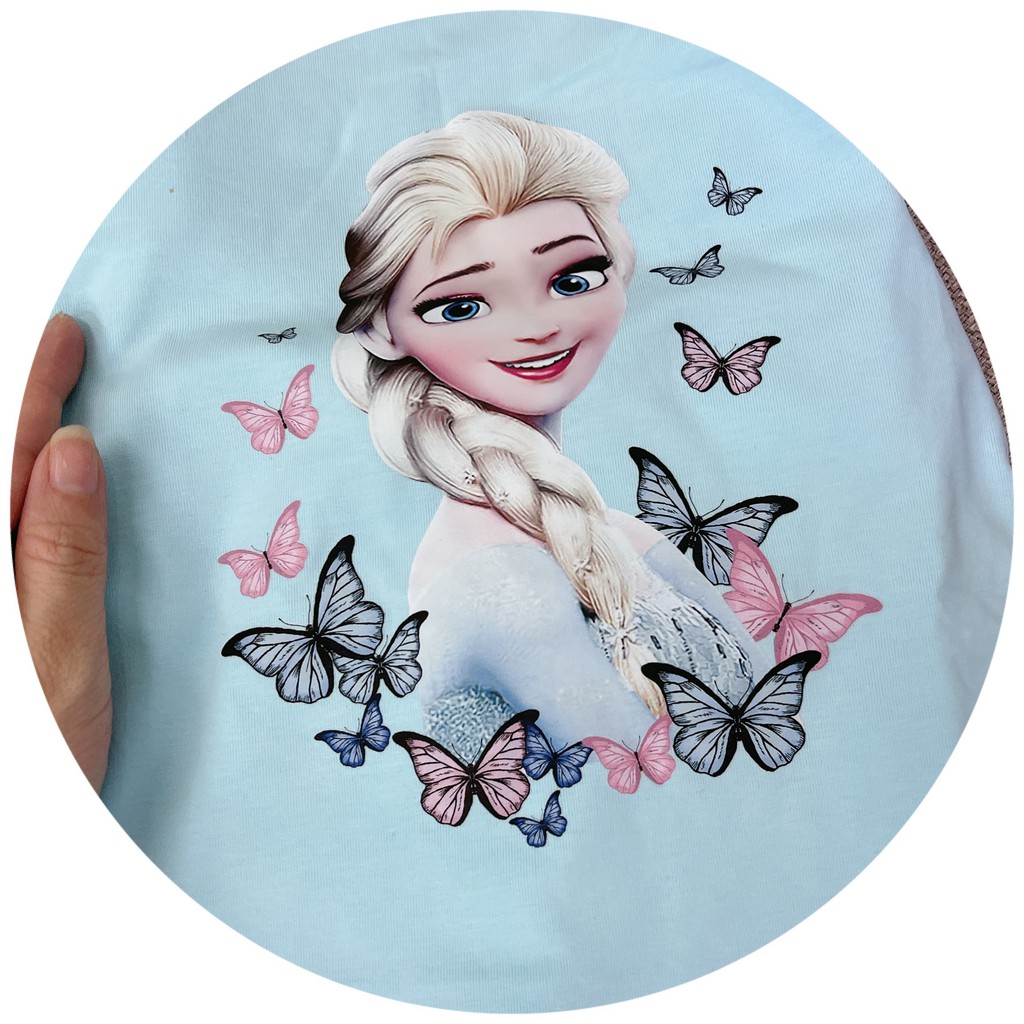 BỘ BÉ GÁI ELSA XANH COTTON - HÌNH THẬT