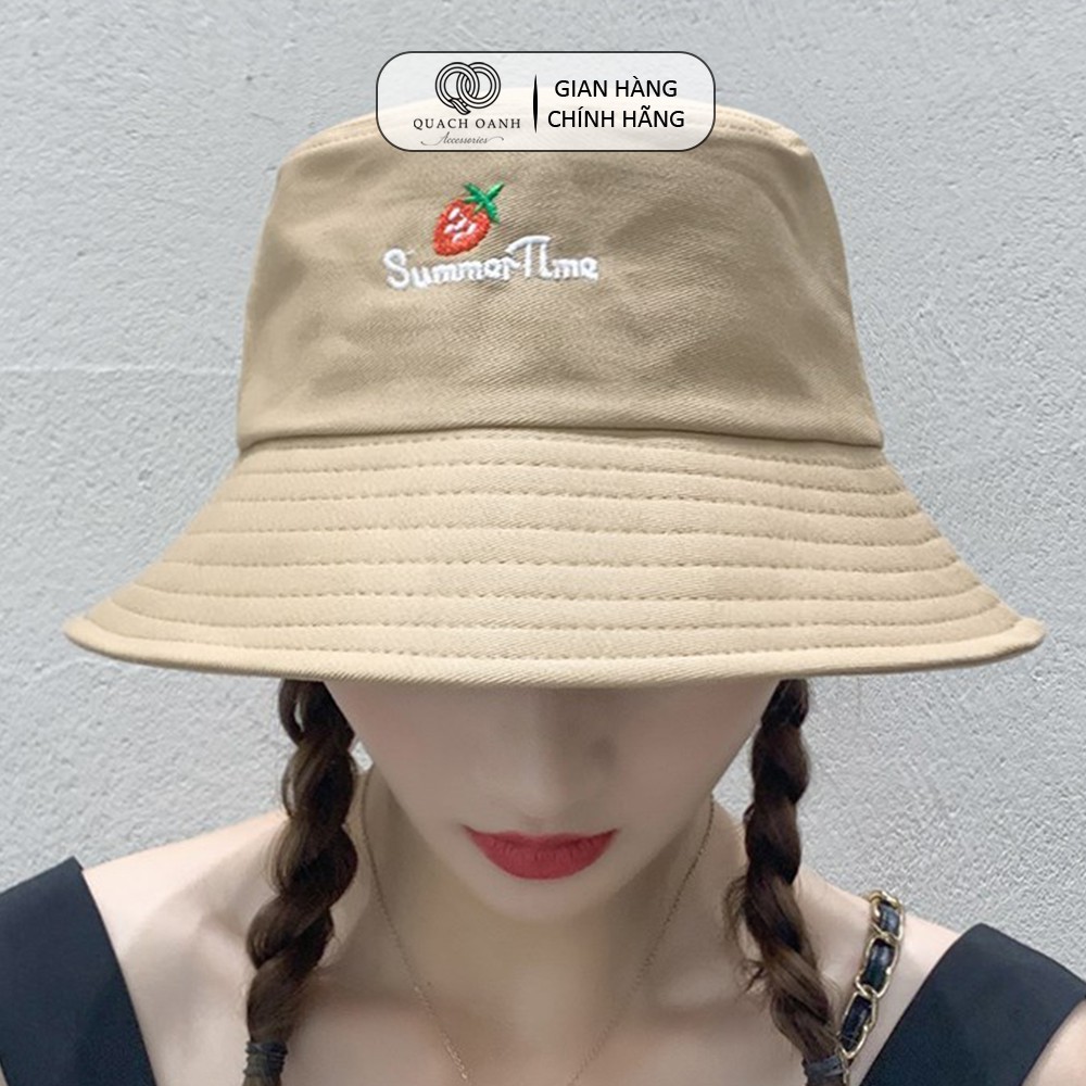 Mũ nón bucket QO ACCESSORIES vành rộng quả dâu mùa hè tai bèo MU47