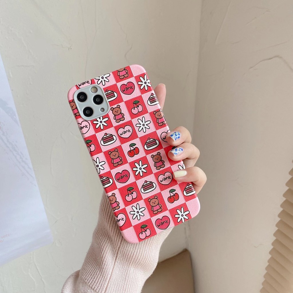Ốp Điện Thoại In Hình Gấu Và Cherry Đáng Yêu Cho Iphone 7 8 + Ix Xr Xsmax 11 Pro Promax | BigBuy360 - bigbuy360.vn
