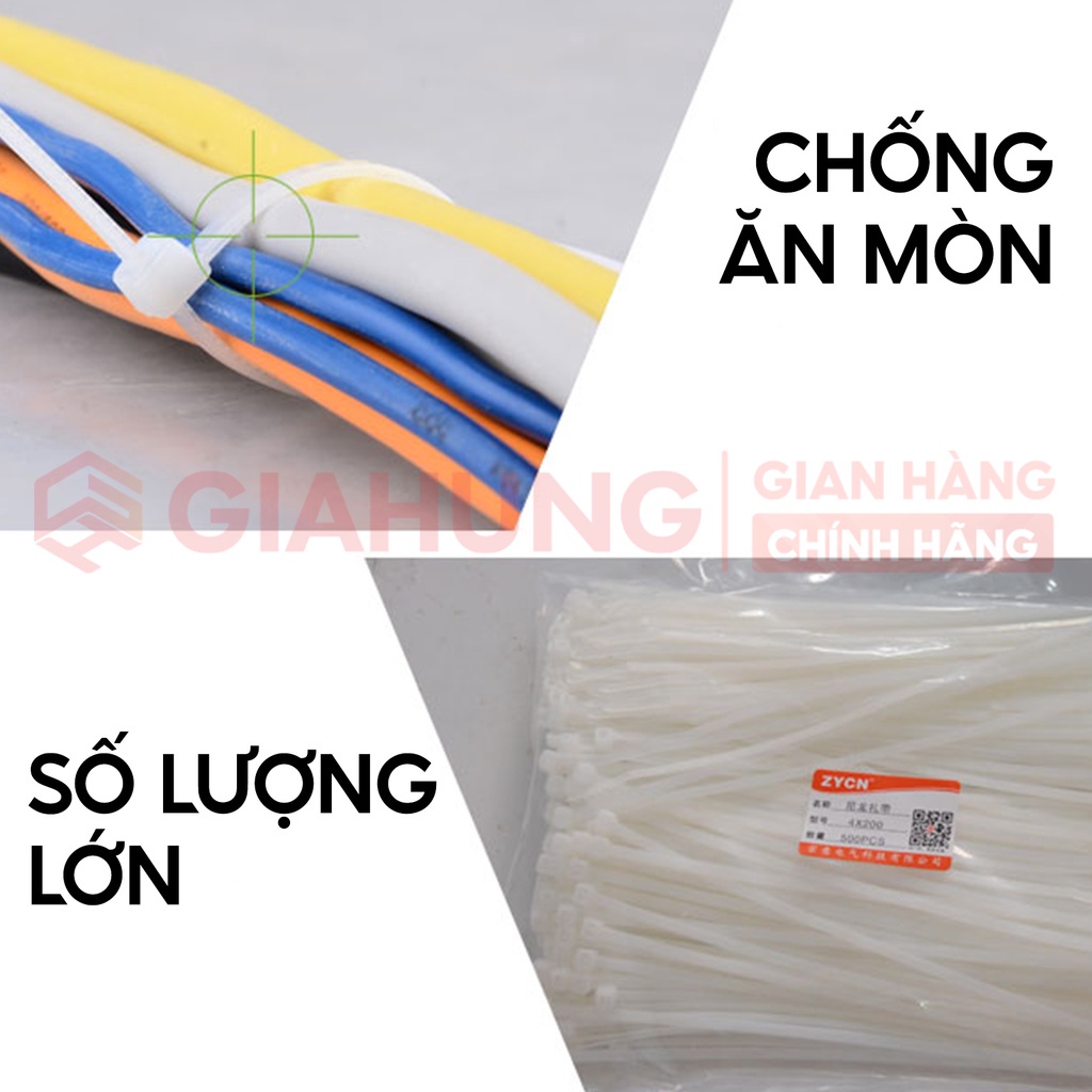 Bó 100 dây rút nhựa, dây thít, lạt đóng gói cố định hàng hóa loại 10cm (100mm) - GIAHUNGPRO