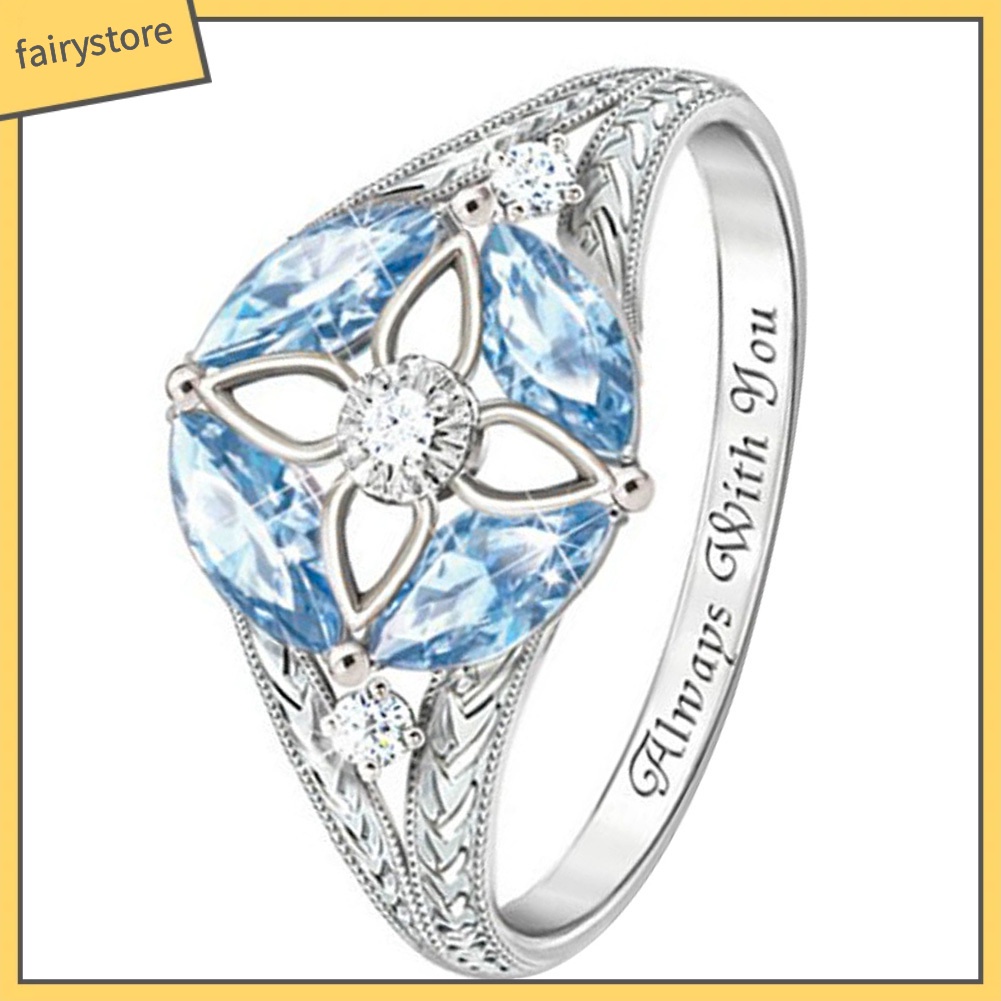 Nhẫn Hợp Kim Đính Đá Sapphire Nhân Tạo Sang Trọng Cho Nữ