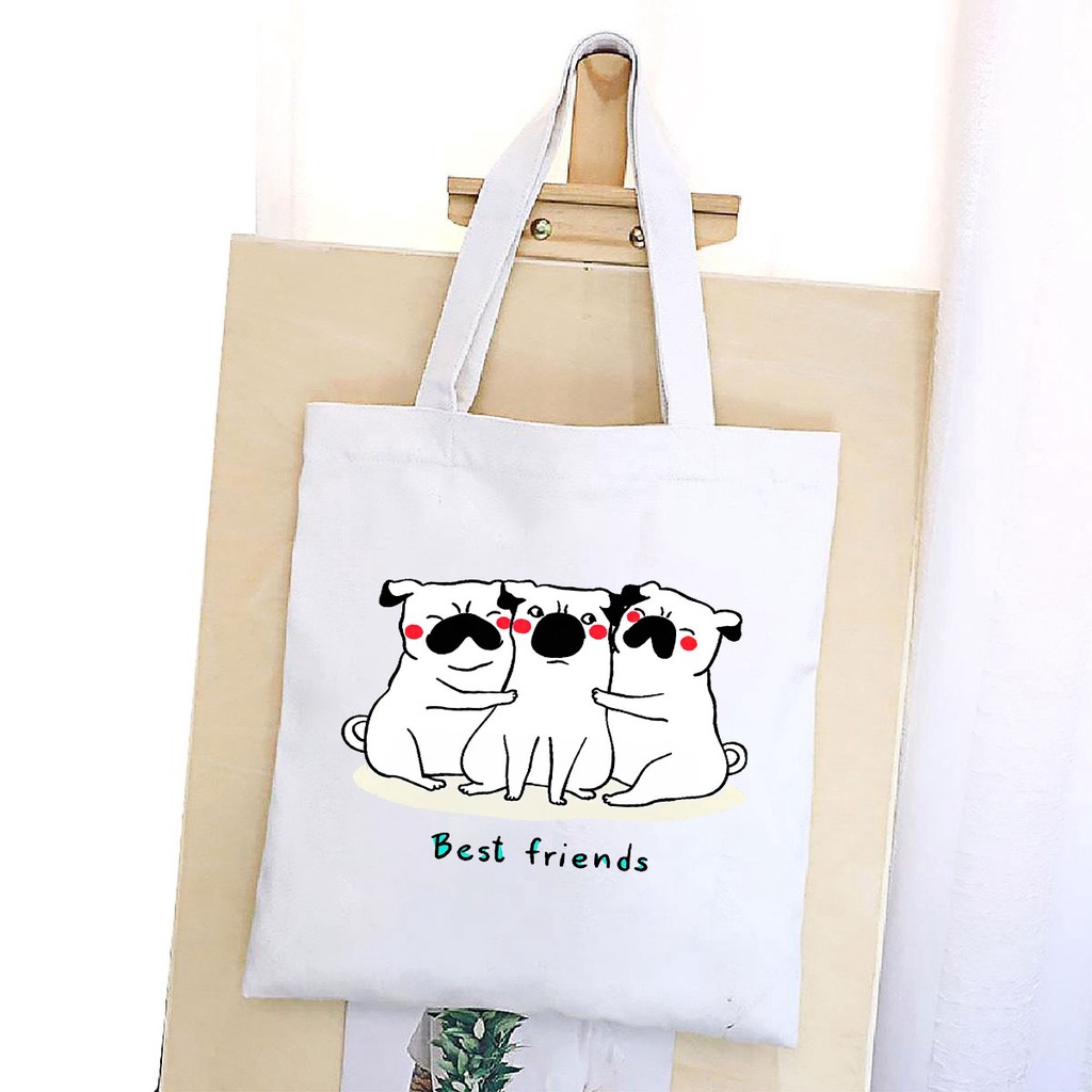 BST TÚI VẢI CỰC CUTE ĐEO VAI TOTE CANVAS BAG CÓ KHÓA KÉO SIZE LỚN 33x38cm PHONG CÁCH CÁ TÍNH HOT TREND NHIỀU MẪU AOMIVN