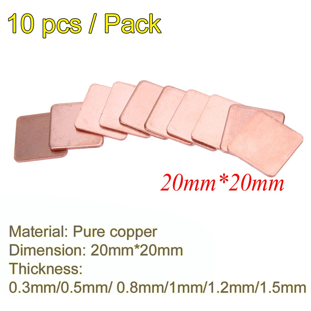🌟Chất lượng cao nhất🍁10pcs 20mmx20mmx 0.3~1.5mm Heatsink Copper Shim Thermal Pads for Laptop GPU CPU | BigBuy360 - bigbuy360.vn