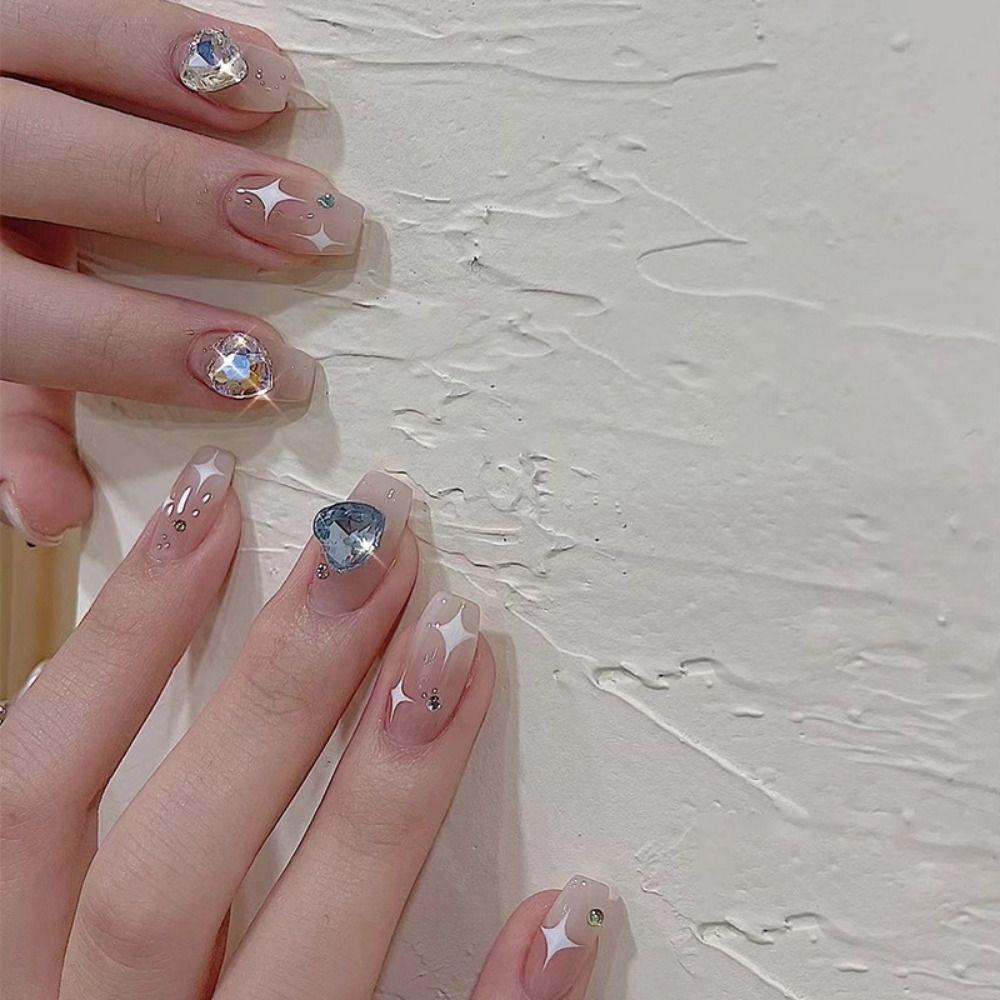 Bộ 24 Móng Tay Giả Che Phủ Toàn Diện Màu Hồng Xinh Xắn