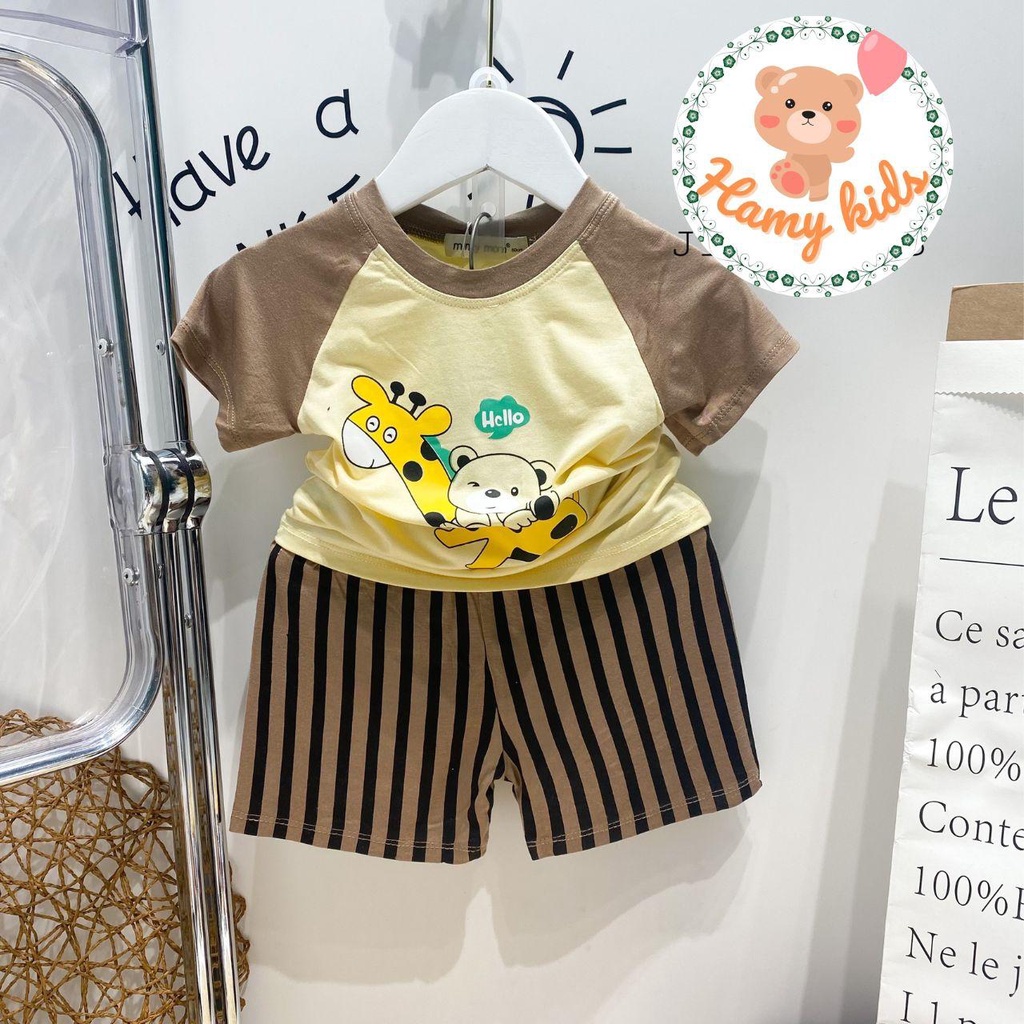 Đồ Bộ Cộc Tay Minky Mom Chính Hãng Trẻ Em Vải Thun Lạnh Hình in Cute Raplan Nhiều Màu Cho Bé 0-5 Tuổi Dưới 20kg-Hamykids
