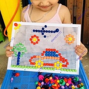 Đồ chơi xếp hình hạt nấm 300 chi tiết kích thước 29cm x 21cm