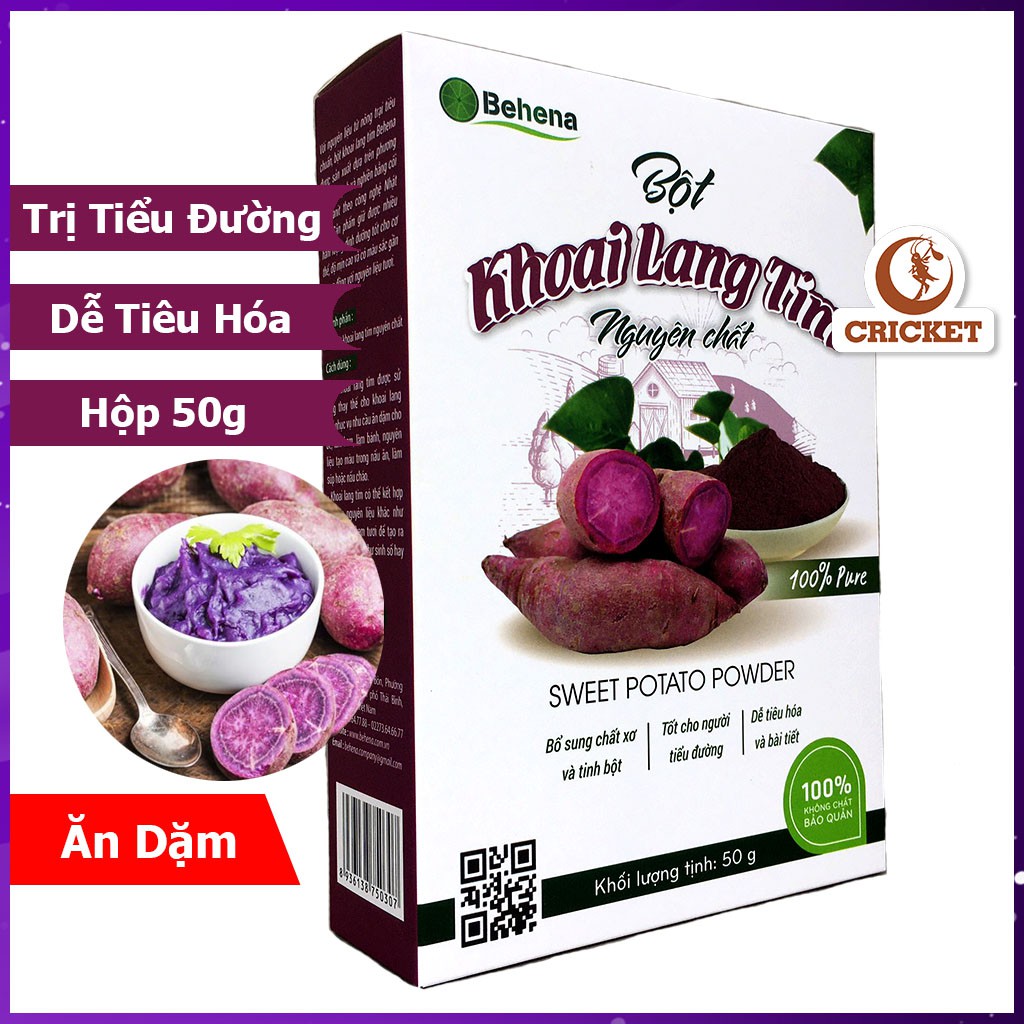 Bột Khoai Lang Tím Nguyên Chất Behena 50g - Bổ Sung Chất Xơ Tốt Cho Người Tiểu Đường