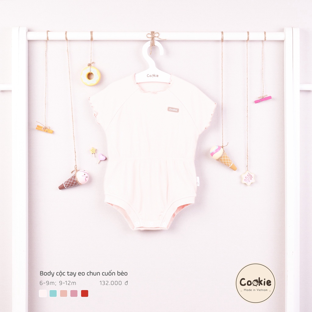 Bodysuit cộc tay eo chun cuốn bèo bé gái Cookie