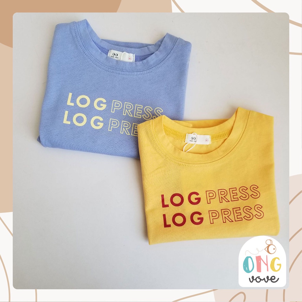 Áo phông cho bé Ongvove - Chất liệu cotton mềm mịn,chữ LOG PRESS MC-G341