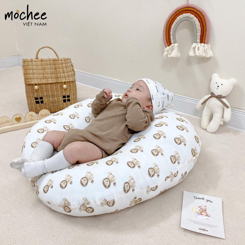 [Mẫu Mới] GỐI CHỐNG TRÀO NGƯỢC MOCHEE VẢI XÔ  MUSLIN CHO BÉ