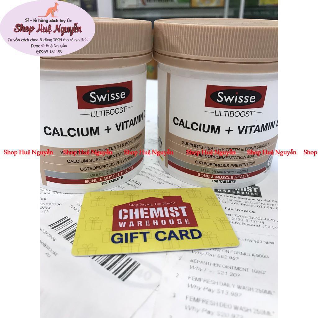 Canxi Vitamin D Swisse Úc- hộp150v- hỗ trợ phát triển xương khớp
