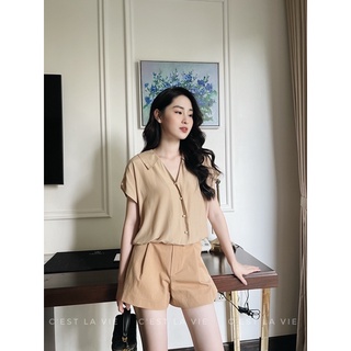 Áo lụa tay hến cúc trai C'est la vie
