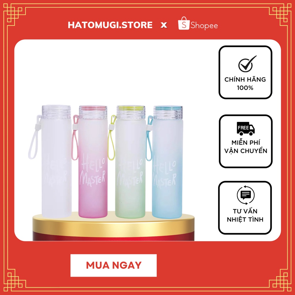 [hàng loại 1_giá tốt nhất] Bình nước Hello master 450ml thuỷ tinh an toàn với sức khoẻ