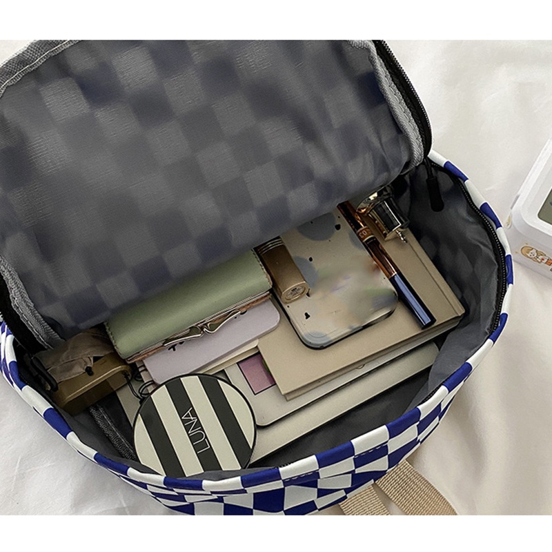 Balo IELGY họa tiết kẻ caro phối màu tương phản phong cách Hong Kong retro dành cho nữ