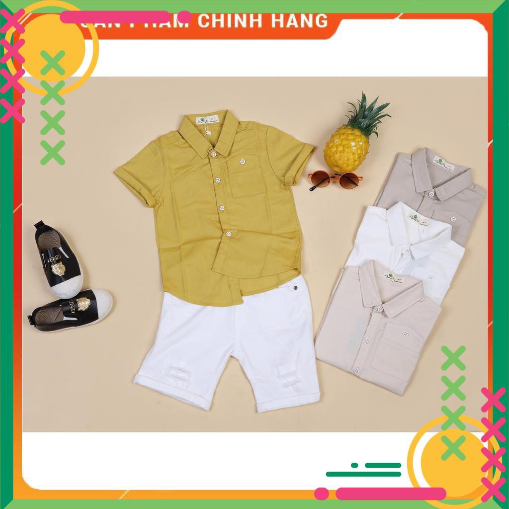 Áo sơ mi bé trai 2-7T. Chất liệu đũi thô thoáng mát, không nhăn. Thương hiệu LITIBABY
