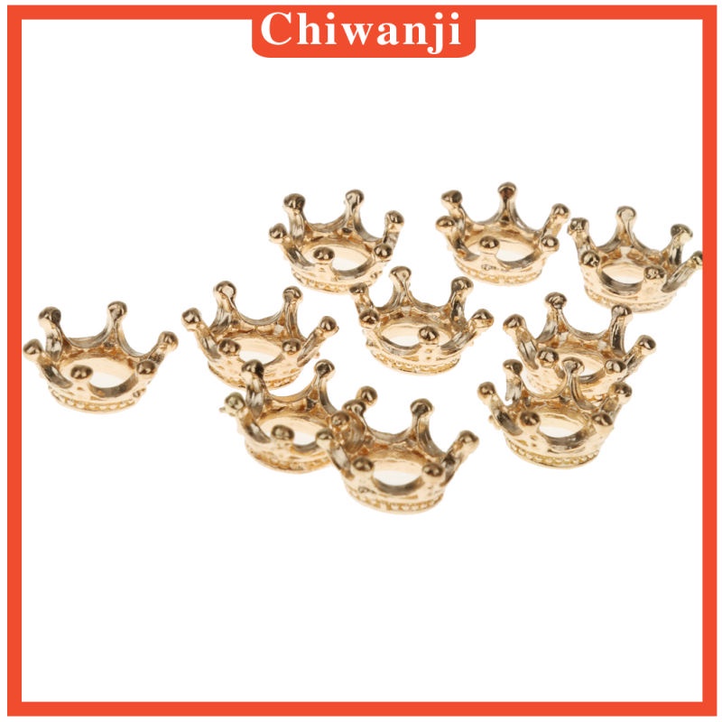 Set 10 Hạt Cườm Mạ Vàng Hình Vương Miện Nhiều Màu Sắc Dùng Làm Trang Sức