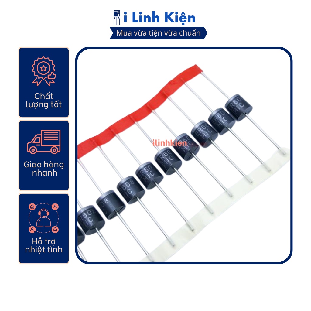 HER608 Diode xung 6A 1000V DIP đóng dây loại tốt