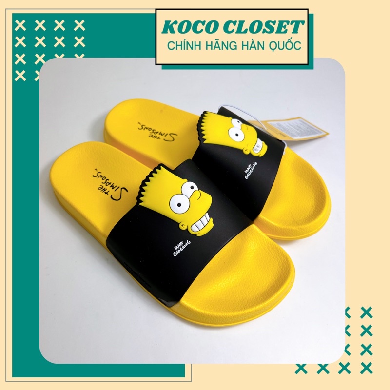 Dép The Simpsons Quai Ngang màu Đen Logo Slippers