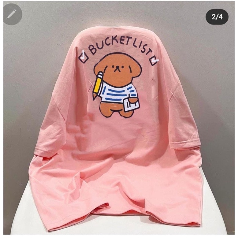 [ Rẻ vô địch ] Áo thun cotton tay lỡ unisex form rộng -Gấu bucket