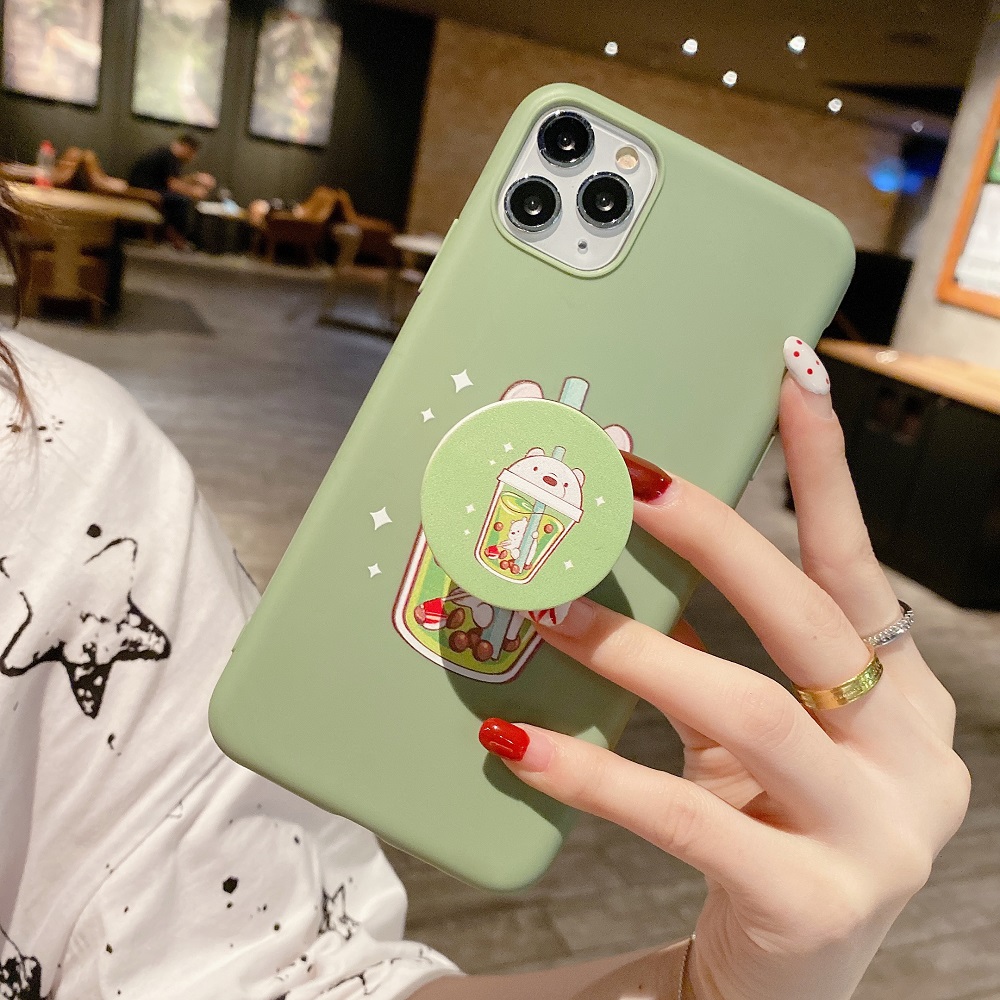 Ốp Lưng Mềm Có Giá Đỡ Hình Gấu Trắng Cho Oppo A16 A53 A15 A15S A52 A92 A5S A7