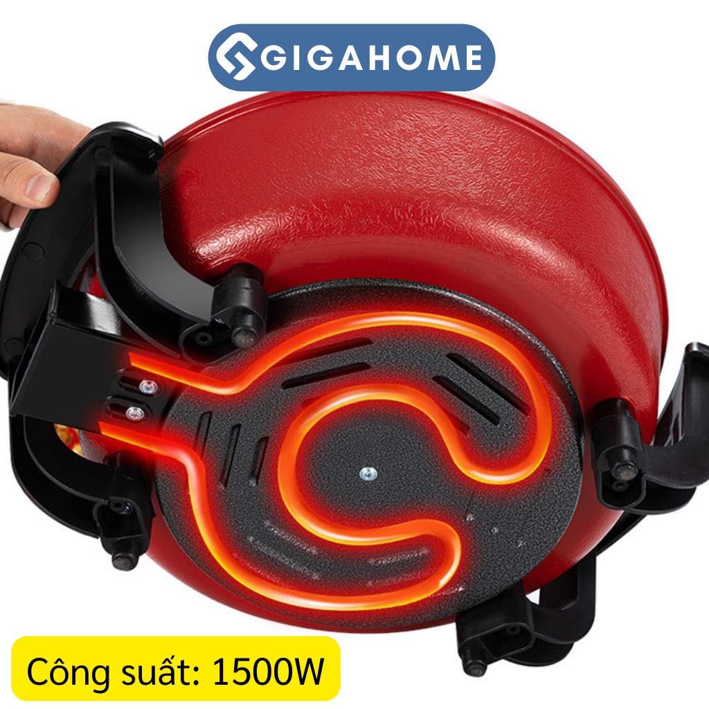 Nồi Lẩu Điện 2 Ngăn 5 Lít GIGAHOME Công Suất 1500W Tráng Men Chống Dính 10309
