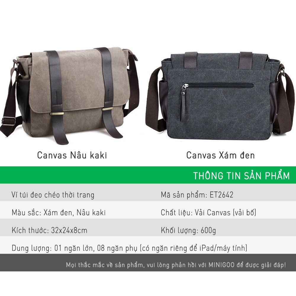 Túi Đeo Chéo Nam Nữ Vải Canvas Cao Cấp Thời Trang Hàn Quốc ETONWEAG ET2642 Fiiago | BigBuy360 - bigbuy360.vn