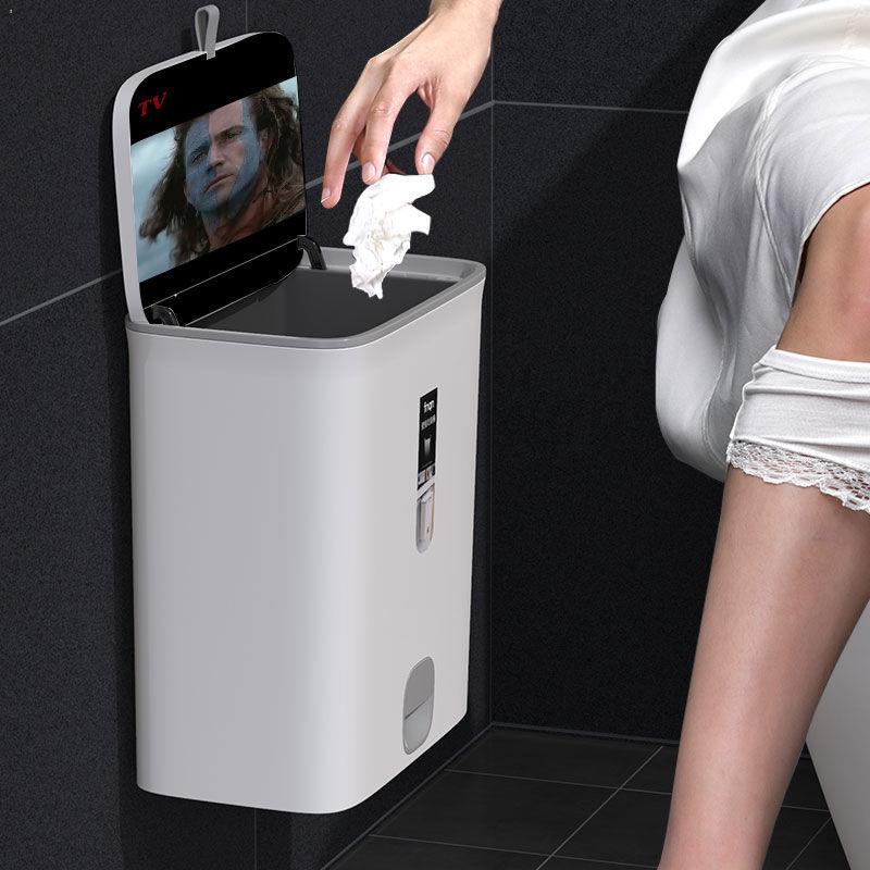 ✾Thùng rác nhà vệ sinh có thể treo tường phòng khách ý tưởng nắp ngăn cách khử mùi giỏ đựng giấy – – top1shop