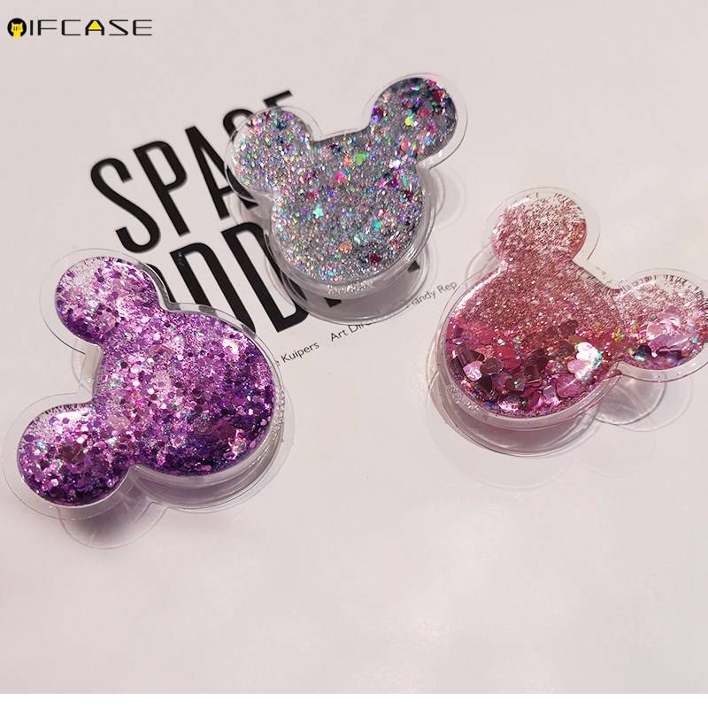 Giá đỡ điện thoại dạng lỏng màu trong suốt hình Mickey Minnie dễ thương cá tính