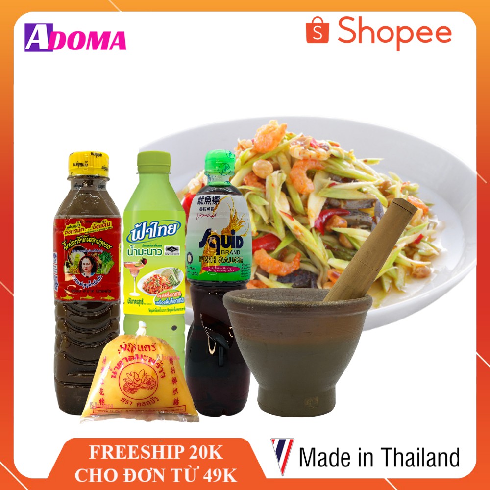 Nguyên liệu và dụng cụ làm gỏi đu đủ Thái Lan duy nhất tại Việt Nam + Sụm tằm Thái ส้มตำไทย