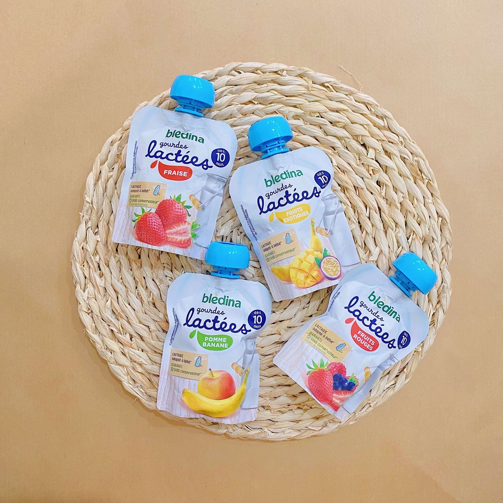Sữa chua Bledina Pháp Gourdes Lactées dạng túi dành cho bé từ 10 tháng [BAY AIR]