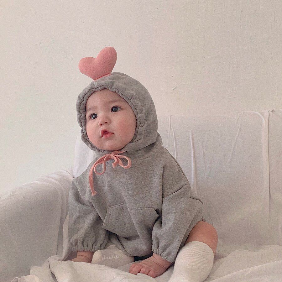 Áo liền quần có mũ trùm đầu dễ thương cho trẻ sơ sinh