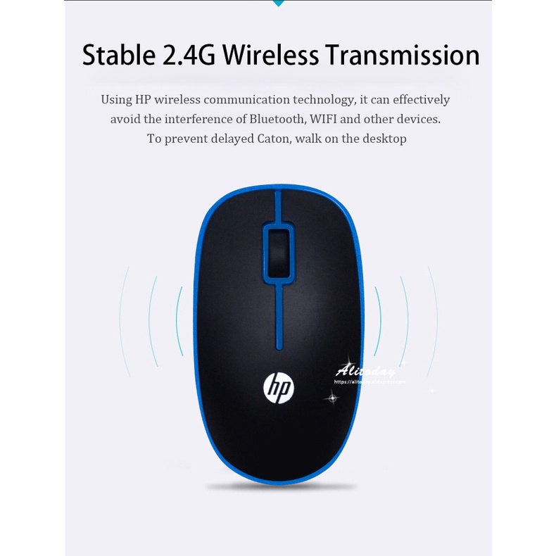 Chuột không dây wireless HP S1500 silent click không kêu - siêu tiết kiệm pin (Đen)