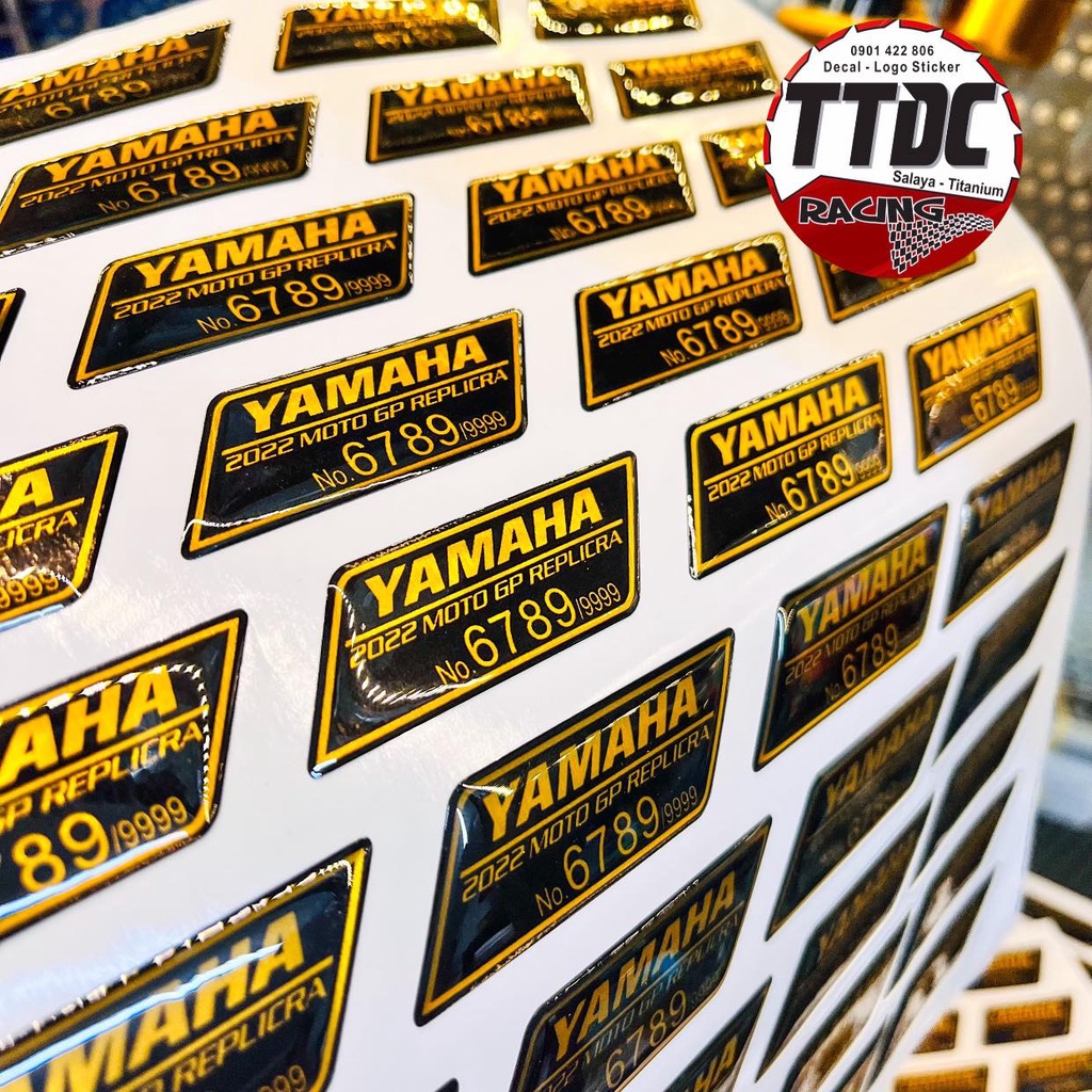Tem nổi crom 24k vàng 3D Honda Yamaha dán mọi vị trí