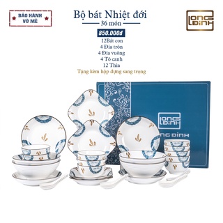 Mua Bộ bát đĩa Nhiệt Đới nhà Long Đỉnh  Bộ chén dĩa sứ ceramic cao cấp Long Đỉnh kèm hộp đựng sang trọng