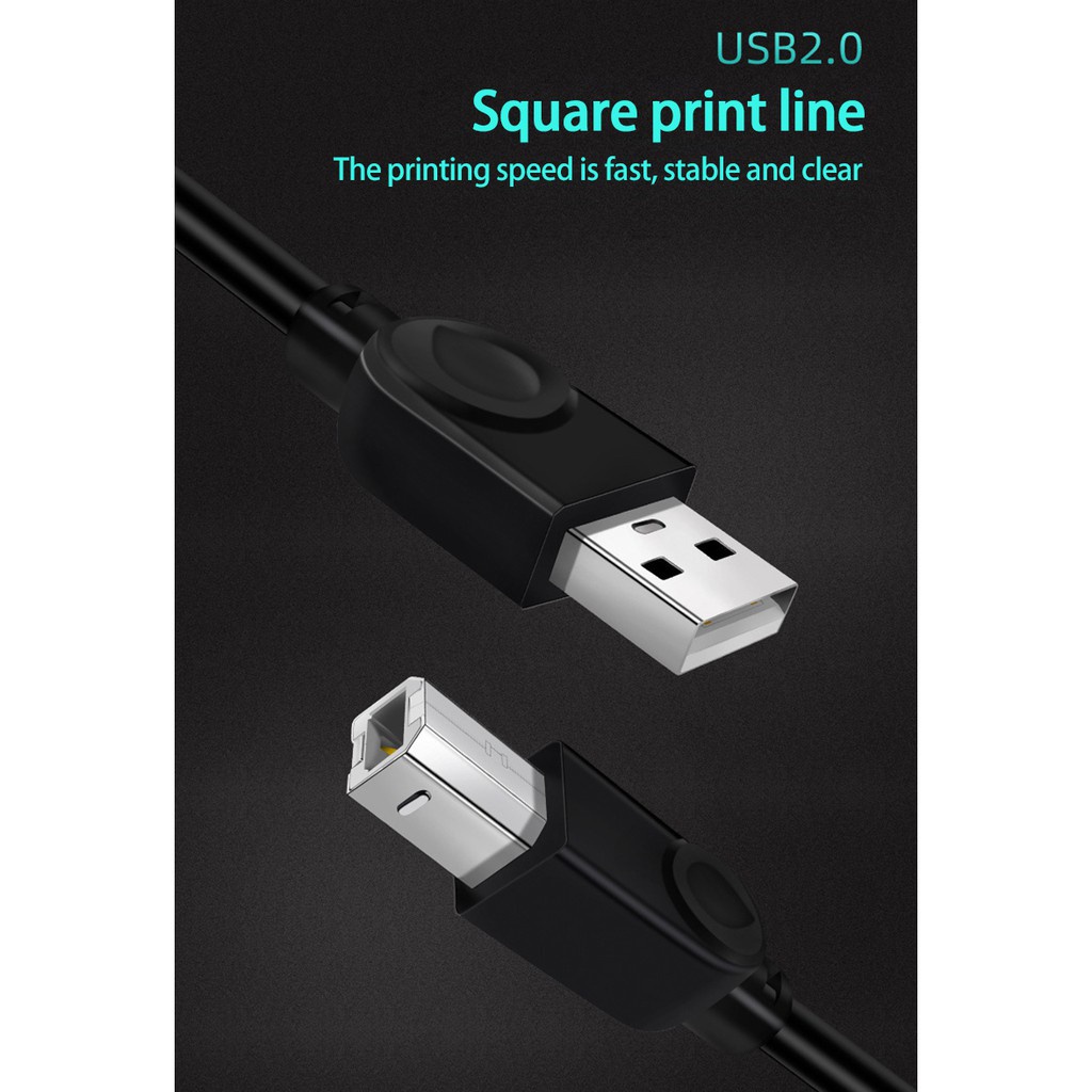 Cáp USB 2.0 Type A Đầu Đực Sang Đầu Đực B 0.5M/1M/1.5M/3M/5M Cho Máy In Canon Epson Hp