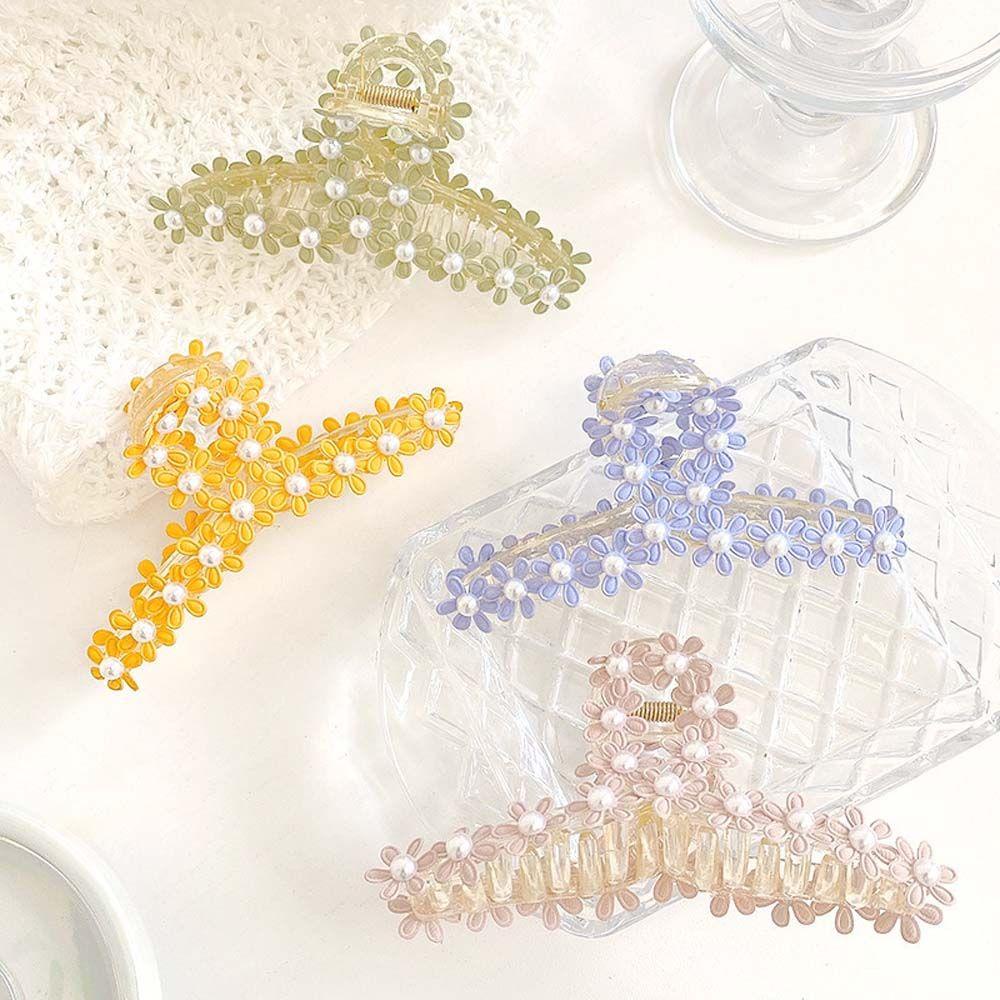 TWINKLE Kẹp Tóc Càng Cua Hình Hoa Cúc Lấp Lánh Bằng Acrylic Dễ Thương Cho Nữ