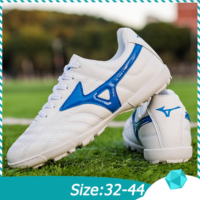 giày đá bóng trẻ em nam cổ thấp mizun o MONARCIDA futsal tf soccer football shoes giày đá banh sân cỏ nhân tạo giay da bong size 32-44 Đen trắng xanh xanh