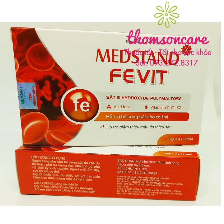 Bổ sung sắt và Acid Folic cho bà bầu - Medstand Fevit - Hộp 30 viên bổ máu cho phụ nữ mang thai, sau sinh