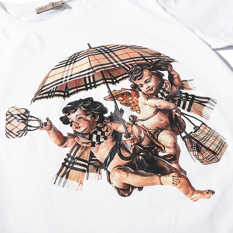 fashion angel lattice print short sleeve Tee uinsex casual tshirt