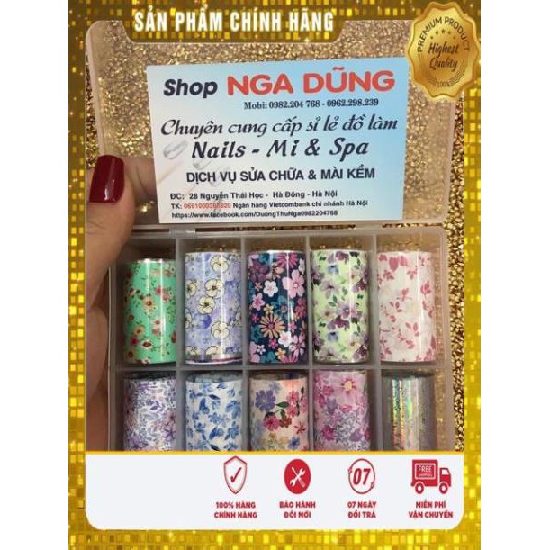 phoi trang trí móng tay chân 1 sét 10 mẫu