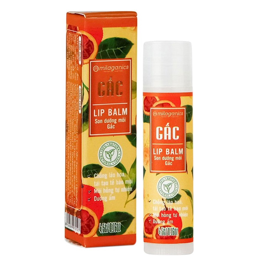 Combo Son Trà Xanh + Son Gấc + Son Dừa Dưỡng Môi, Giảm Thâm, Hồng Môi Milaganics (4.5g / Cây)