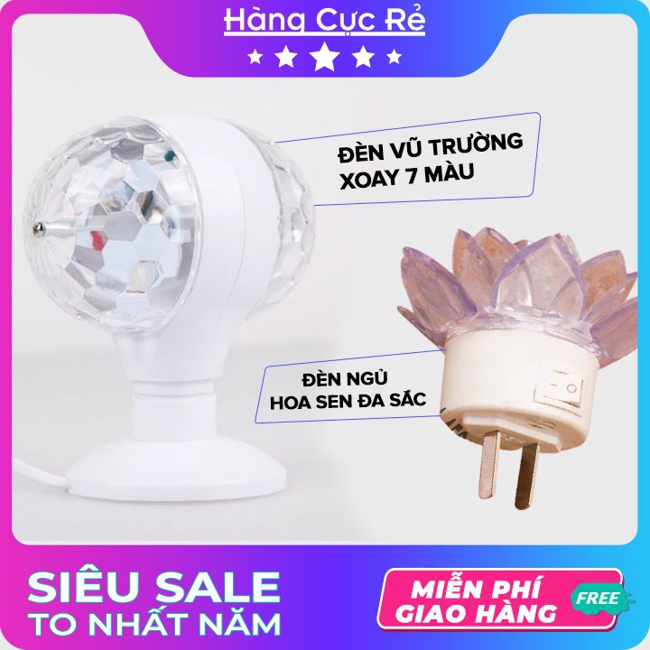 Bộ 1 Đèn led quả cầu pha lê xoay + 1 Đèn ngủ hoa sen gắn tường ⭐Freeship⭐ Đèn có bảo hành - Shop Hàng Cực Rẻ