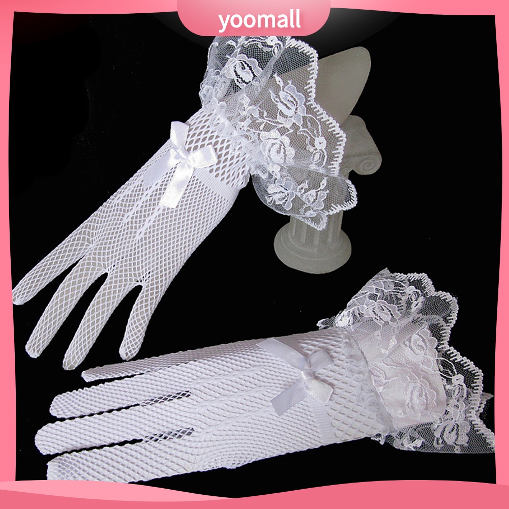 Găng Tay Lưới Ren Nơ Phụ Kiện Cho Cô Dâu