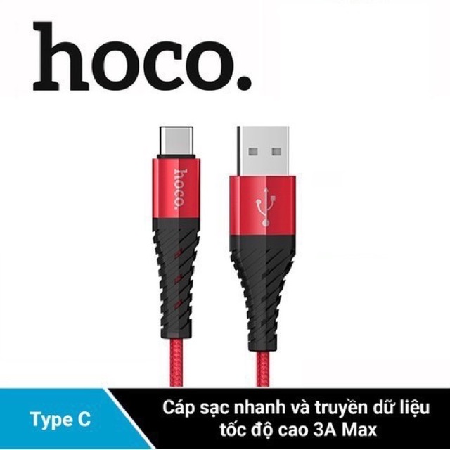 ✔CHÍNH HÃNG✔CÁP SẠC NHANH Hoco X38 Type C 3.0A Dây sạc bọc dù chống rối dài 1M cho Samsung Oppo Vivo Huawei/X37 Type C