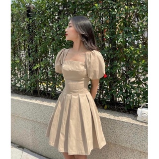 Taylei Dress ( Đầm cổ vuông xếp li ôm body )