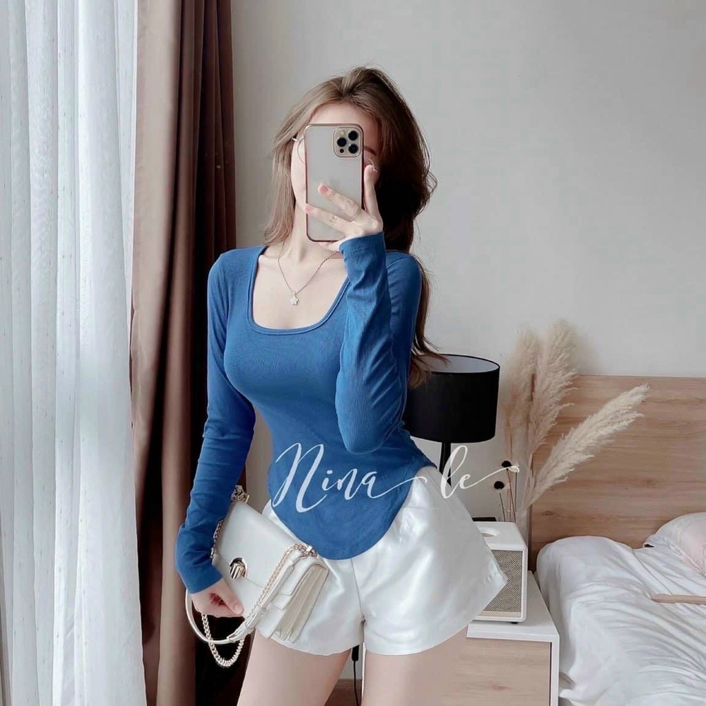Áo len tăm cổ U vạt đuôi tôm hàng bao đẹp