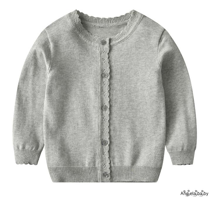 Áo Khoác Cardigan Dệt Kim Màu Trơn Phối Nút Thời Trang Thu Đông Cho Bé