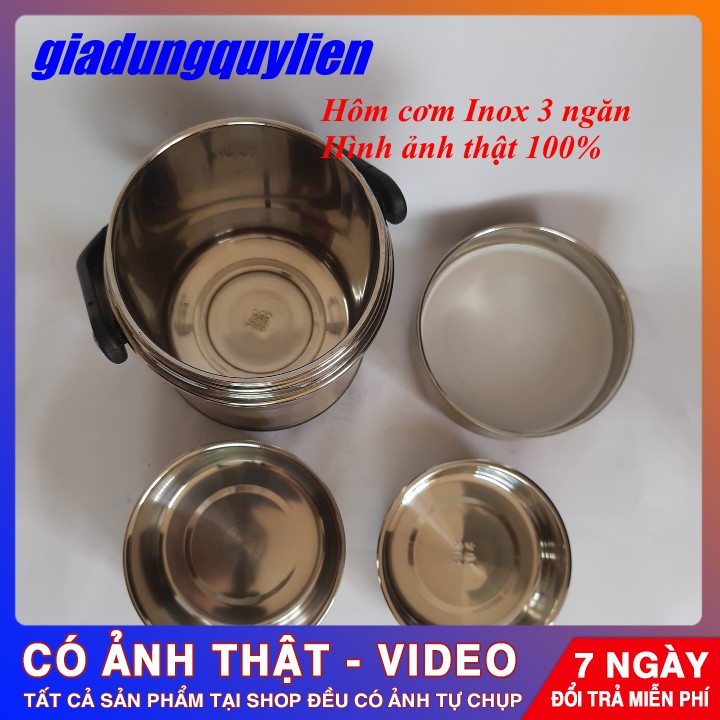 Hộp Cơm Văn Phòng [ Hình Thật 100% ] Giữ Nhiệt Inox 3 Tầng Tròn 2 Lớp Chống Gỉ Nhật Bản Chất Lượng Cao