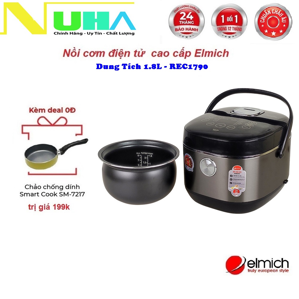 Nồi cơm điện tử cao cấp Elmich 1,8L RCE-1790 bảo hành 24 tháng - 1 đổi 1 trong 12 tháng