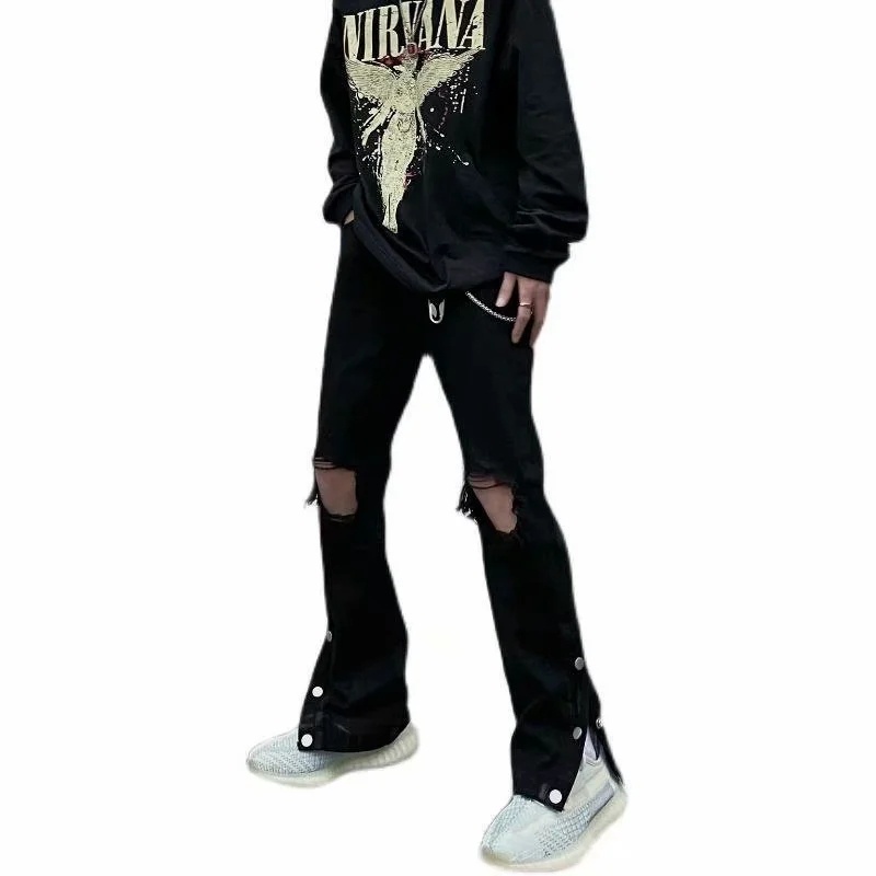 Quần jean nam dáng hồ sơ loe dài thời trang retro Quần nam khóa phong cách hàn quốc quần tây nam cạp cao Quần ống loe Hàng quần ống loe cạp cao